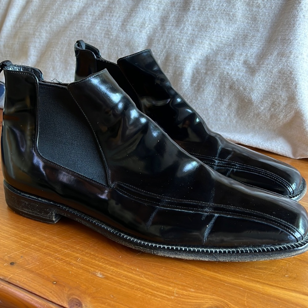 Prada black smooth leather boots
